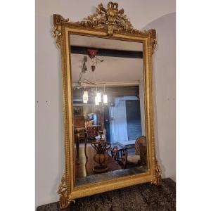 Grand Miroir d'époque Louis XVI - Bois Doré - Fin 18ème