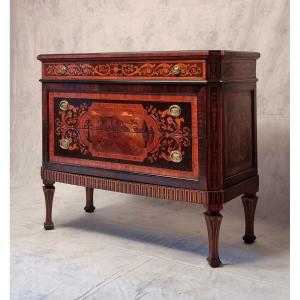 Commode Italienne De Style Louis XVI - Bois De Rose - 20ème 