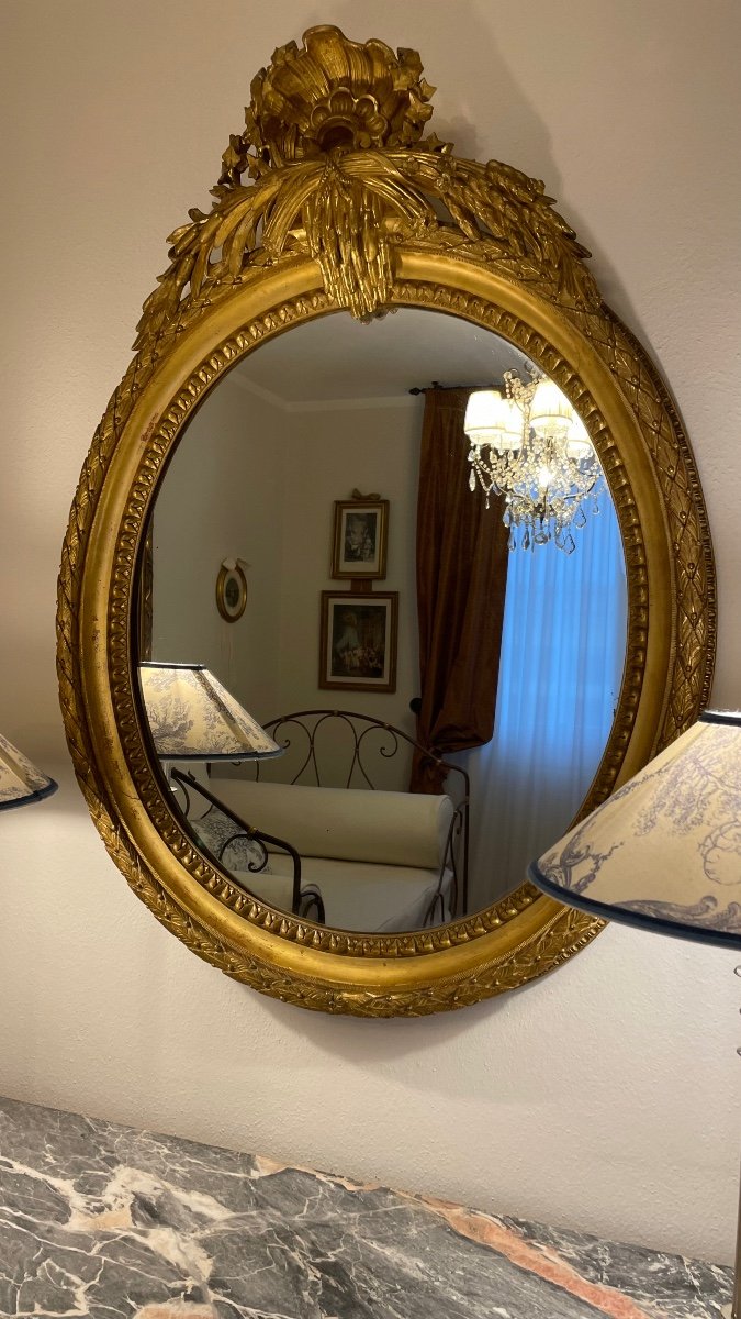 Beau Miroir Ovale Français Napoléon III-photo-2