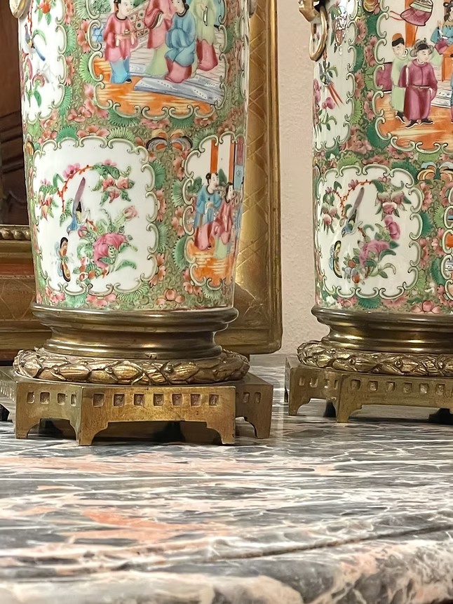 Pair Of Canton Chinese Vases Napoleon III-photo-3