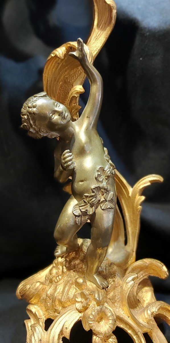 Pair Of Louis XV Style Gilt Bronze Candlesticks-photo-2