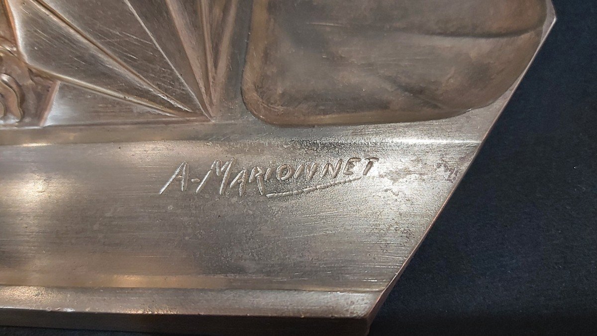 Bronze Inkwell Signed A. Marionnet -photo-1