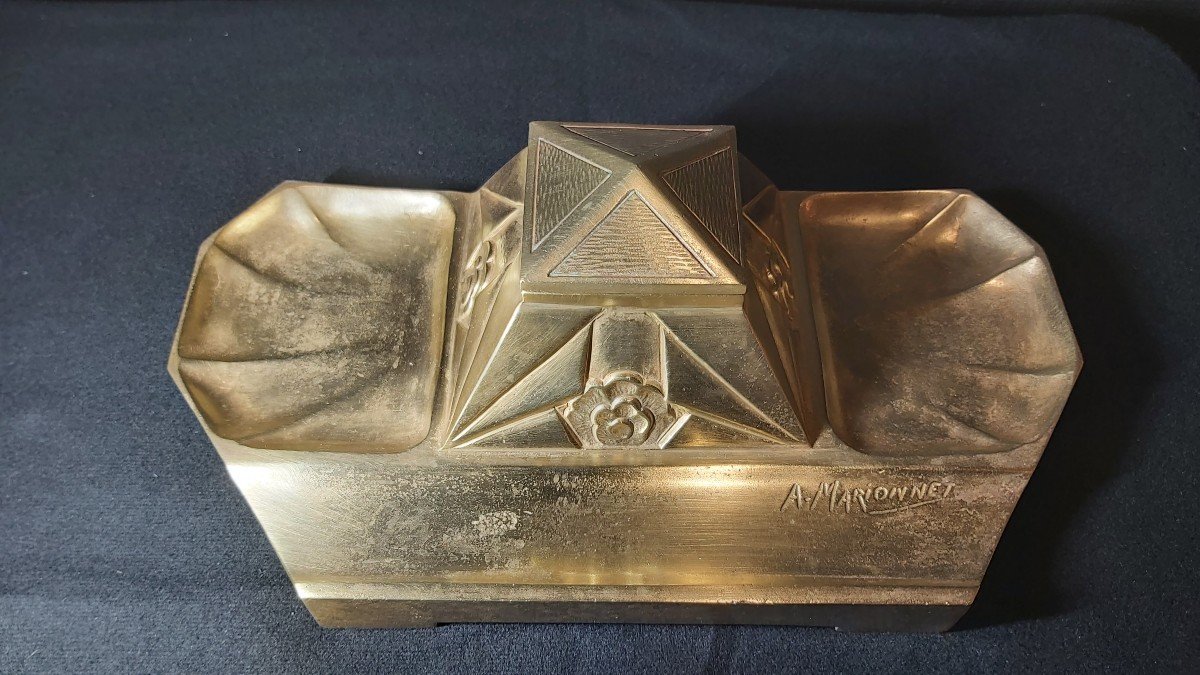 Bronze Inkwell Signed A. Marionnet 