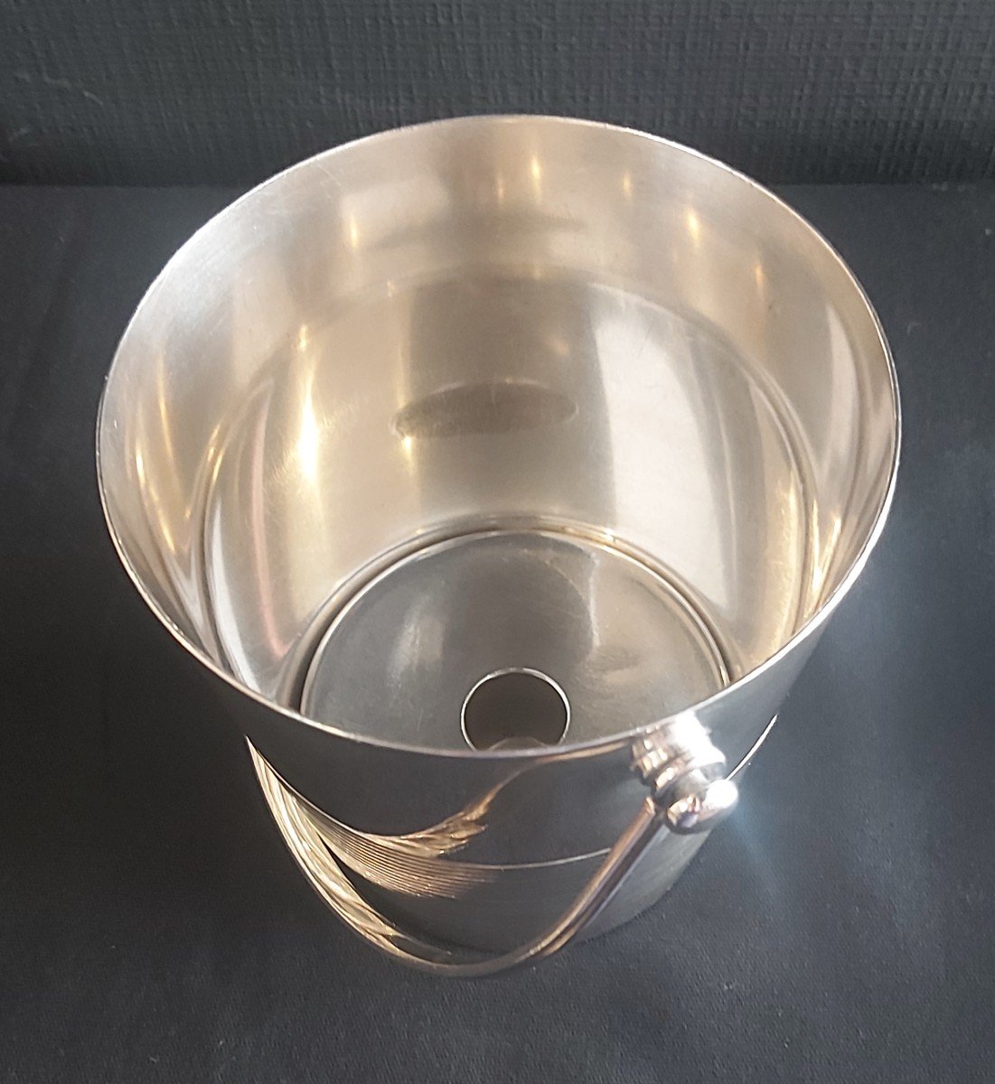 Christofle Silver Metal Ice Cube Bucket And Spoon -photo-3