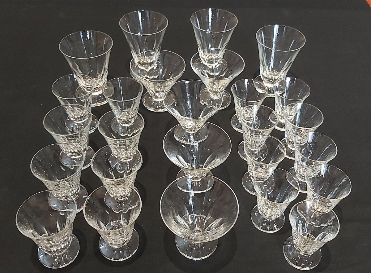 Service de verres Art Déco en verre cristallin idéal pour quatre personnes 