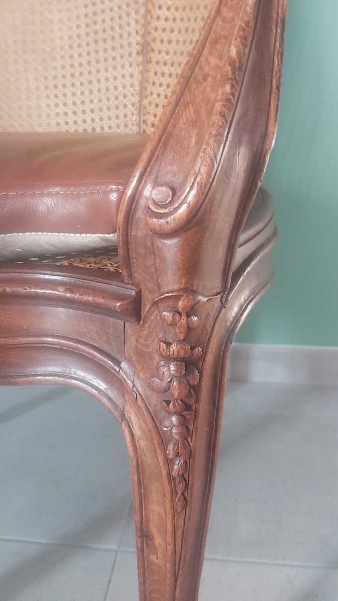 Very Beautiful Louis XV Style Caned Office Chair -photo-4