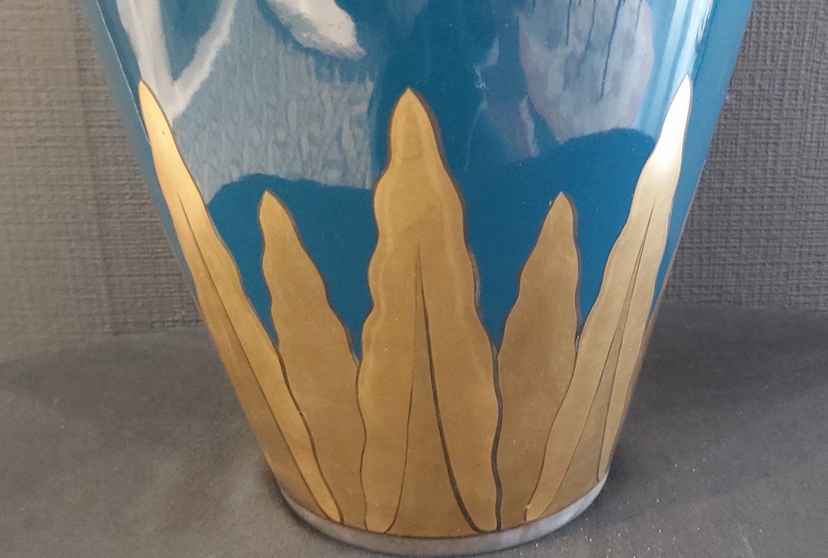 Large Porcelain Vase From Tours Jaget-pinon Factory-photo-4