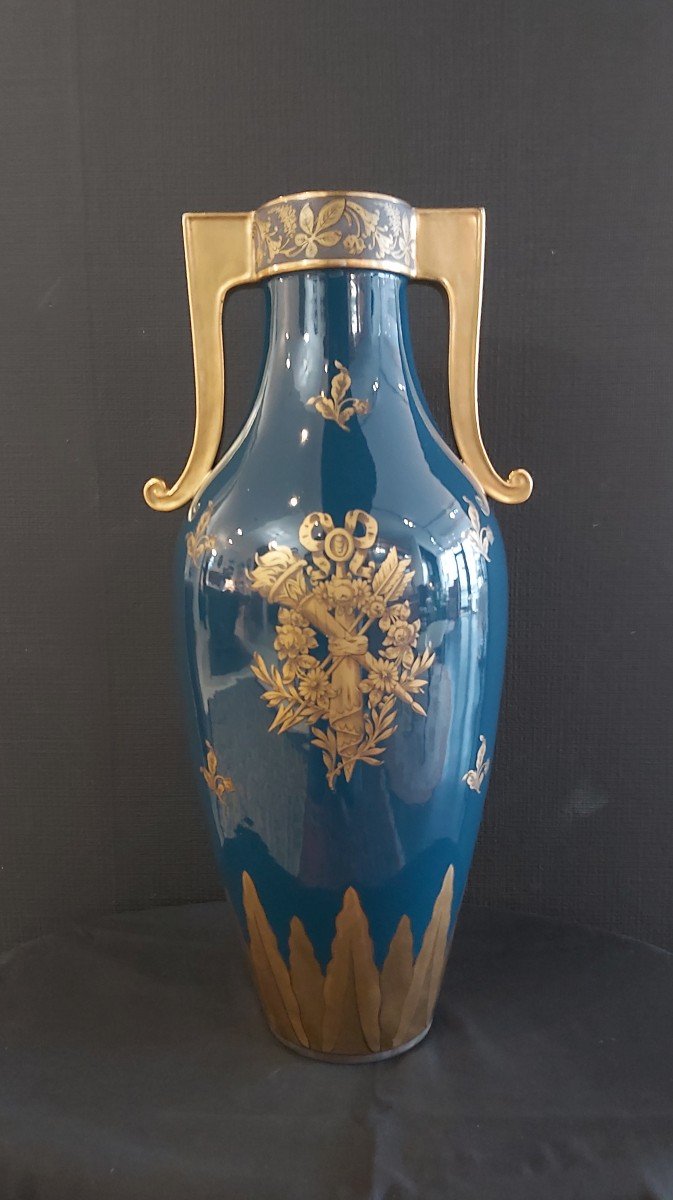 Large Porcelain Vase From Tours Jaget-pinon Factory