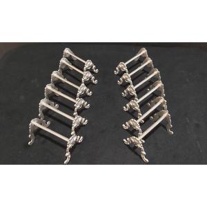 12 Siver Plated Shell Knife Holders