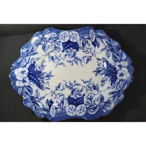 Large Intense Blue Dish Of The Vieillard Firm With Atypical Shape ⁰