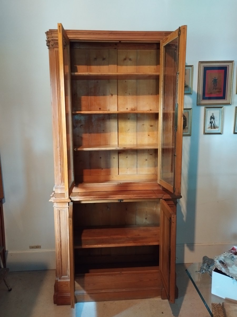 Pair Of 19th Century Louis XVI Style Wood Paneled Bookcases-photo-3