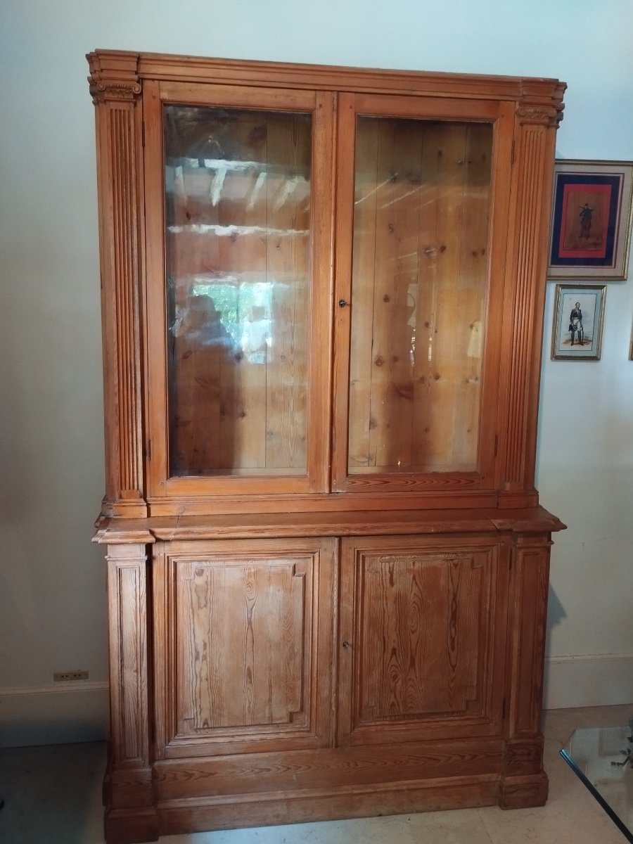 Pair Of 19th Century Louis XVI Style Wood Paneled Bookcases-photo-2