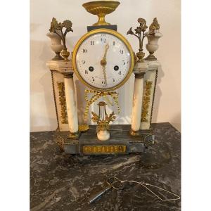 Louis XVI Period Marble And Bronze Wire Portico Clock