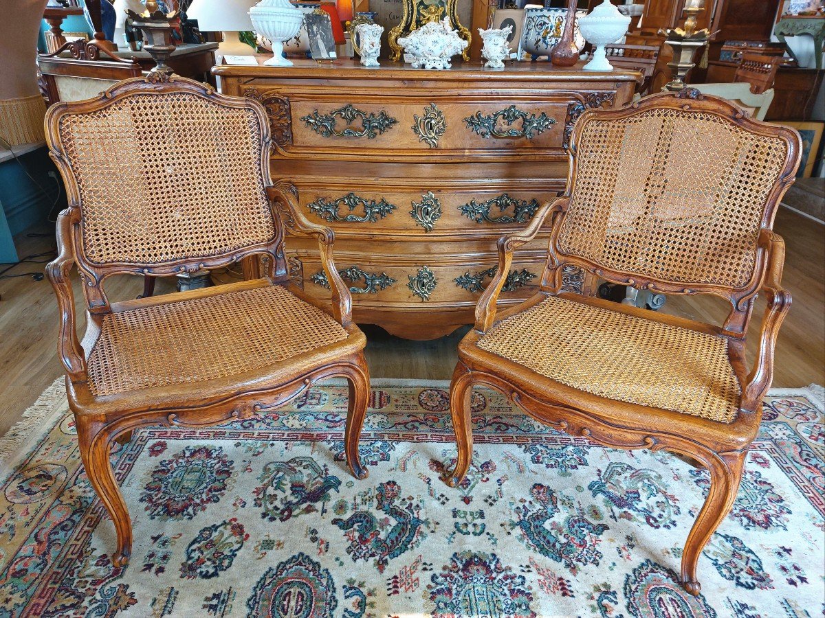 Paire De Fauteuils "à La Reine" De Style Louis XV-photo-5