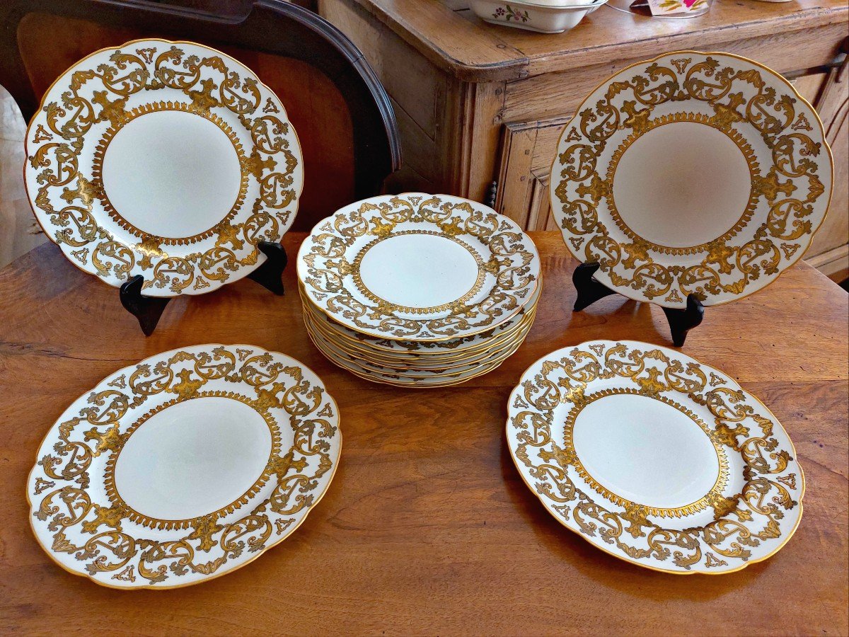 L. Bernardaud & Co Limoges: Rare Suite Of 12 Presentation Plates, "victoria" Model