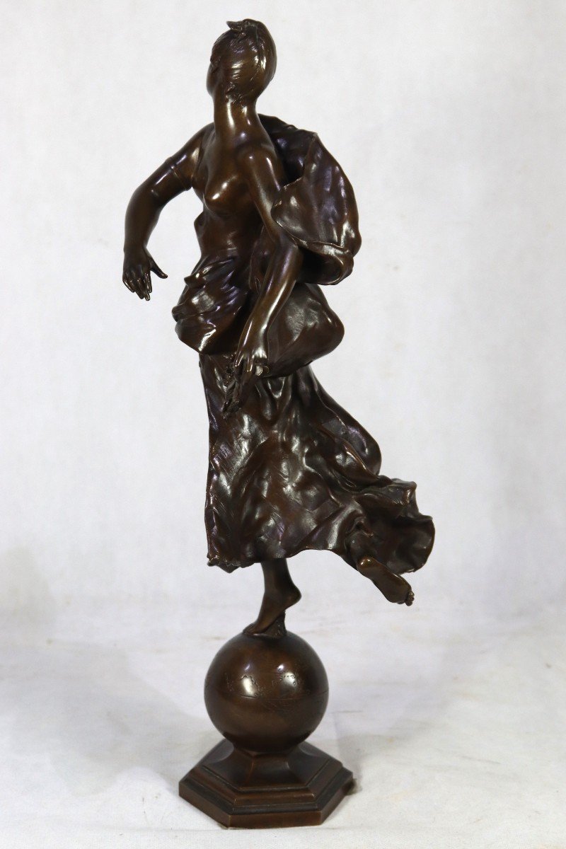 Antonin MERCIE ( 1845-1916 ), Sculpture en bronze " La fortune", XIXe-photo-4