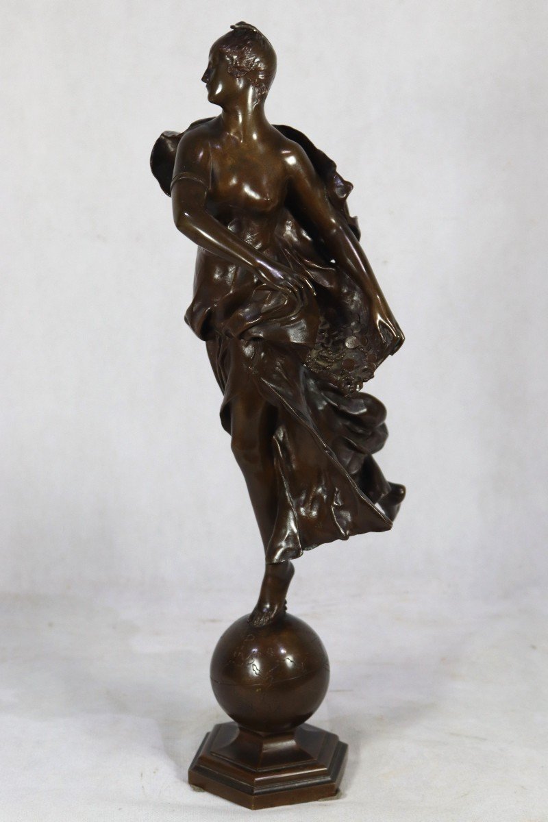 Antonin MERCIE ( 1845-1916 ), Sculpture en bronze " La fortune", XIXe-photo-2