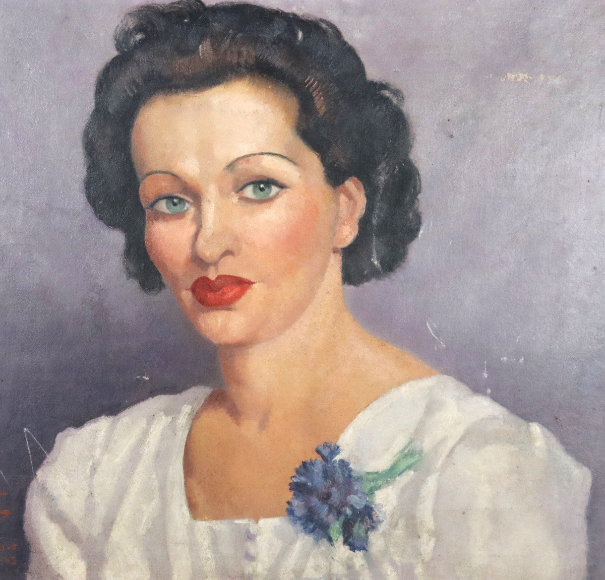 Raymond Virac (1892-1946) Hst "woman With Green Eyes", 1943-photo-2
