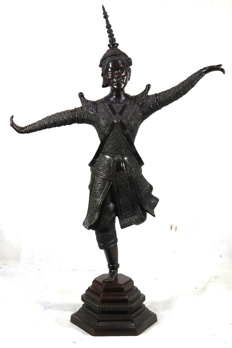 Cambodia, Important Bronze Sculpture "cambodian Dancer", Nineteenth