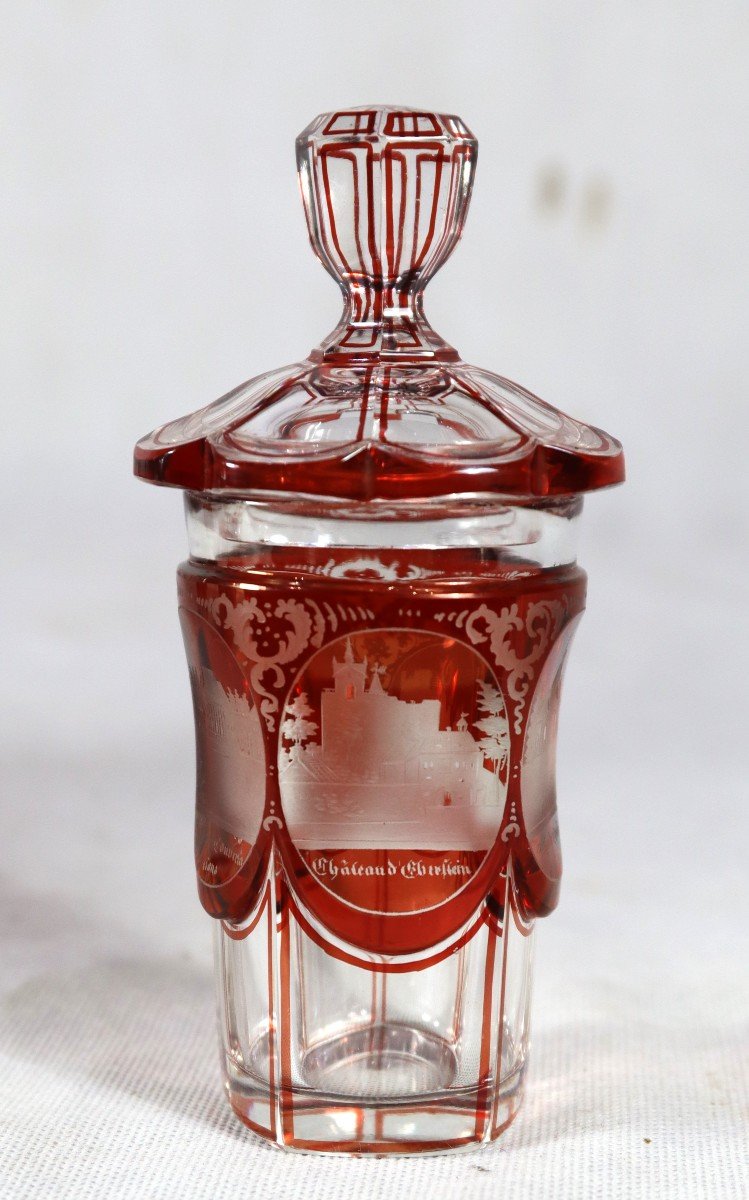 Complete Service Cruet-vinegar 5 Pieces In Bohemian Crystal, Nineteenth-photo-2