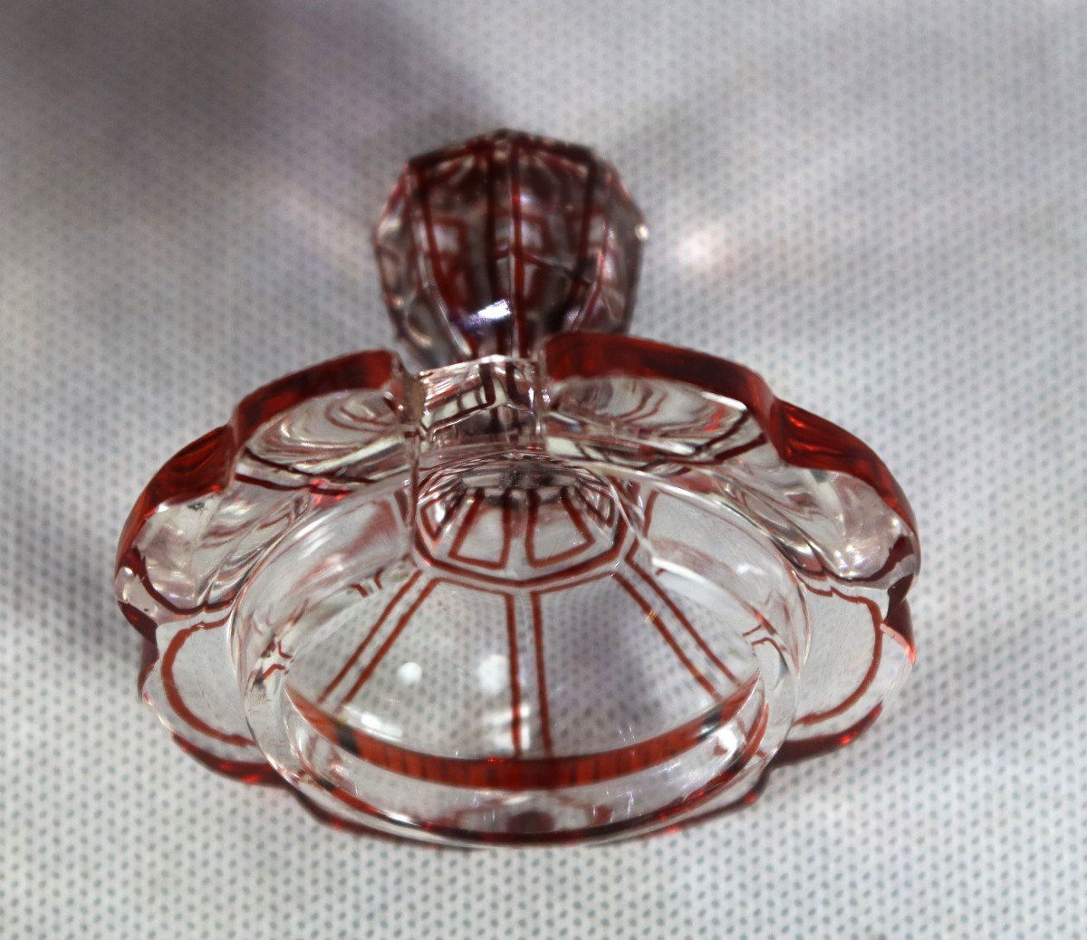Complete Service Cruet-vinegar 5 Pieces In Bohemian Crystal, Nineteenth-photo-3