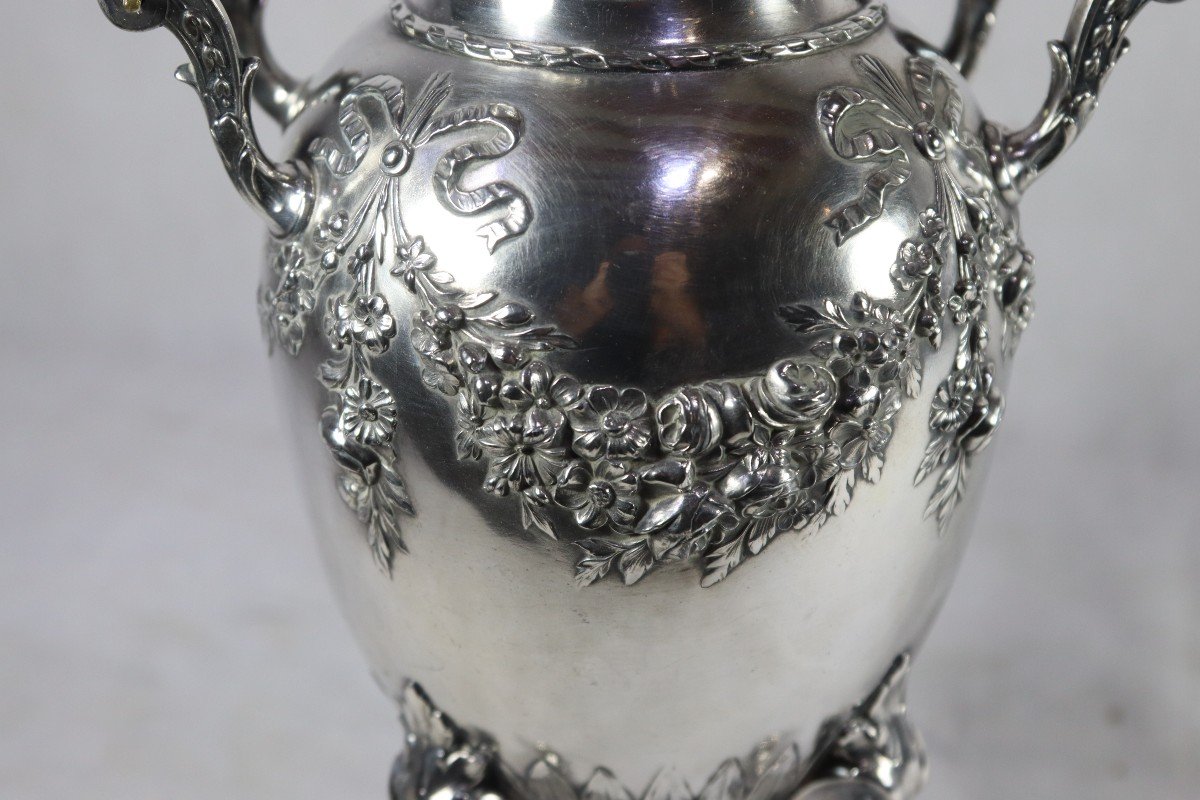 Proantic: Maison Gallia, Large Samovar In Silver Metal, Circa 1900