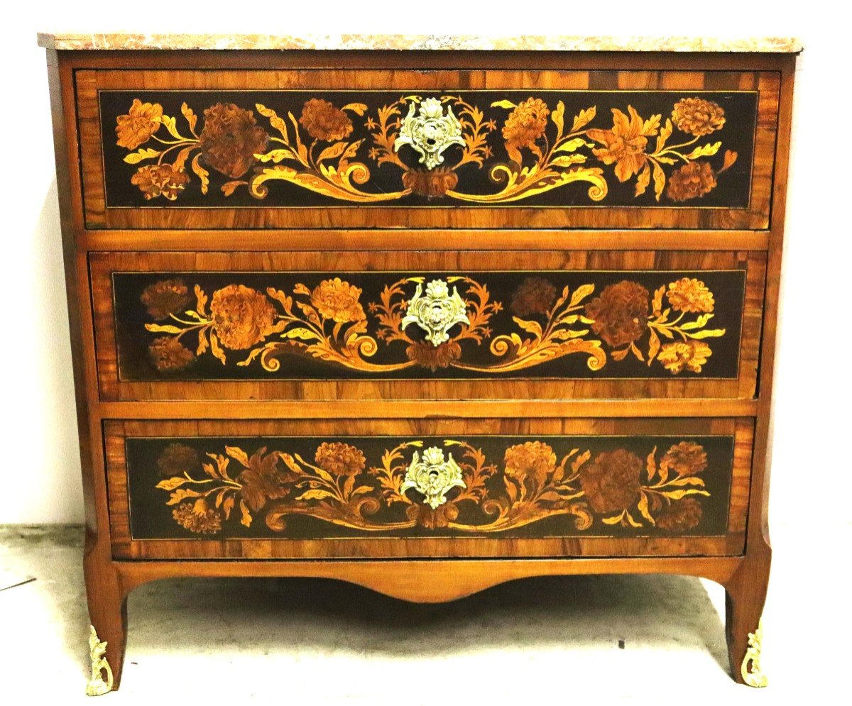 Commode d'époque Régence En Marqueterie, XVIIIe