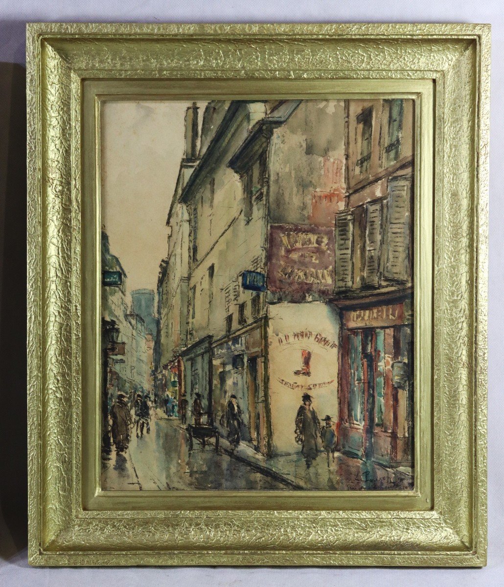 Lily Parizot (1876-?), Pair Of Watercolors/charcoals "views Of Paris", Circa 1920-photo-3