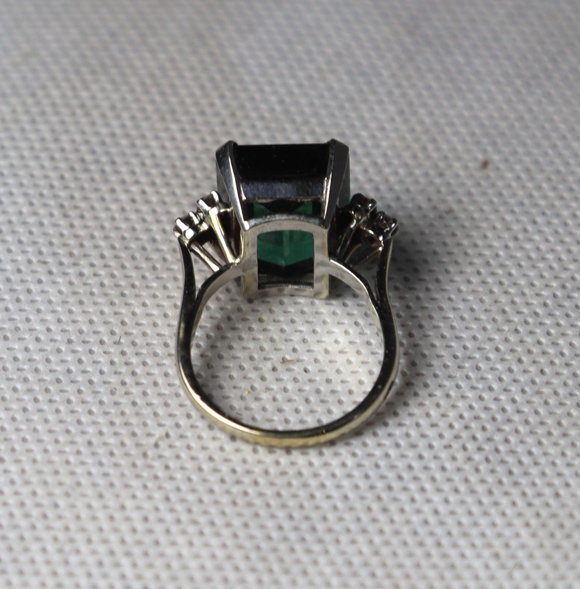 Bague En Or Gris Et Platine Sertie d'Une Tourmaline, XXe-photo-2