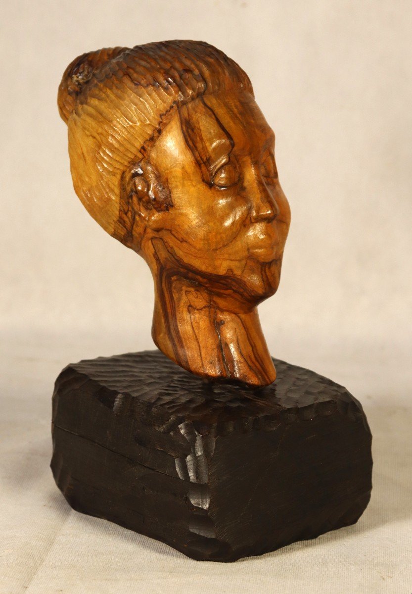 Arthur Lutenbacher (20th), Sculpture In Olive Wood, 20th-photo-2