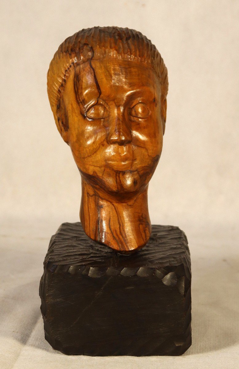 Arthur Lutenbacher (20th), Sculpture In Olive Wood, 20th-photo-4