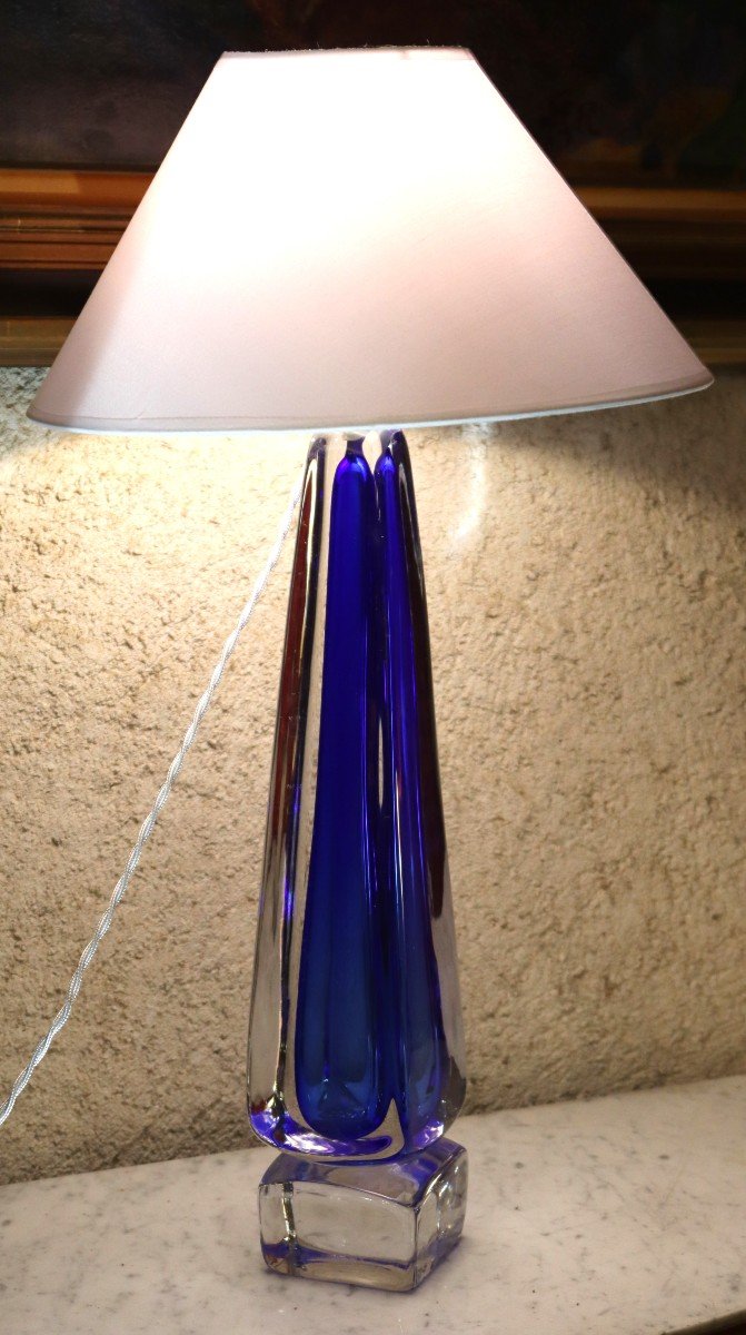 Les Ateliers Des Moulins (20th), Large Crystal Lamp Base, Signed, 20th-photo-4