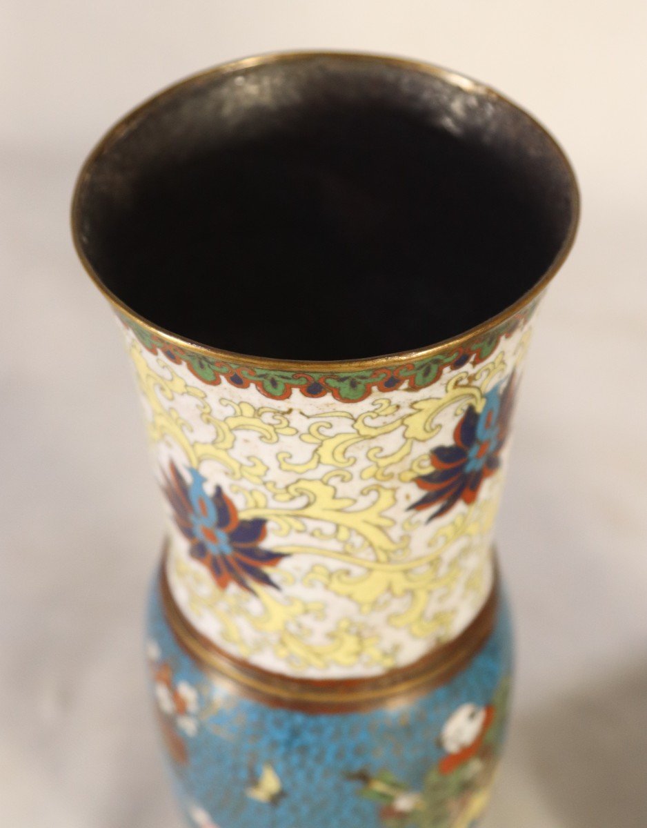Art d'Asie XIXe, Paire De Vases En émaux Cloisonnés.-photo-5