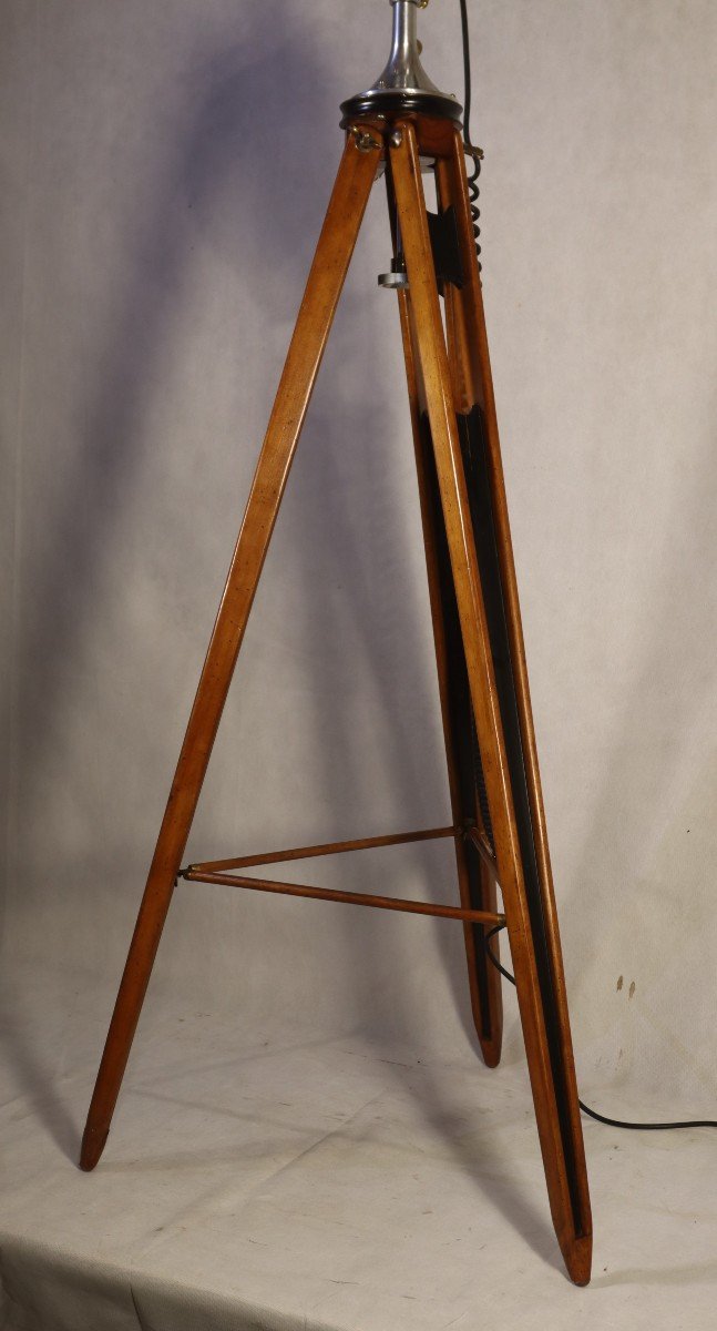 Mahogany Marine Floor Lamp/spotlight "half Mile Ray", Year Around 1930-photo-2