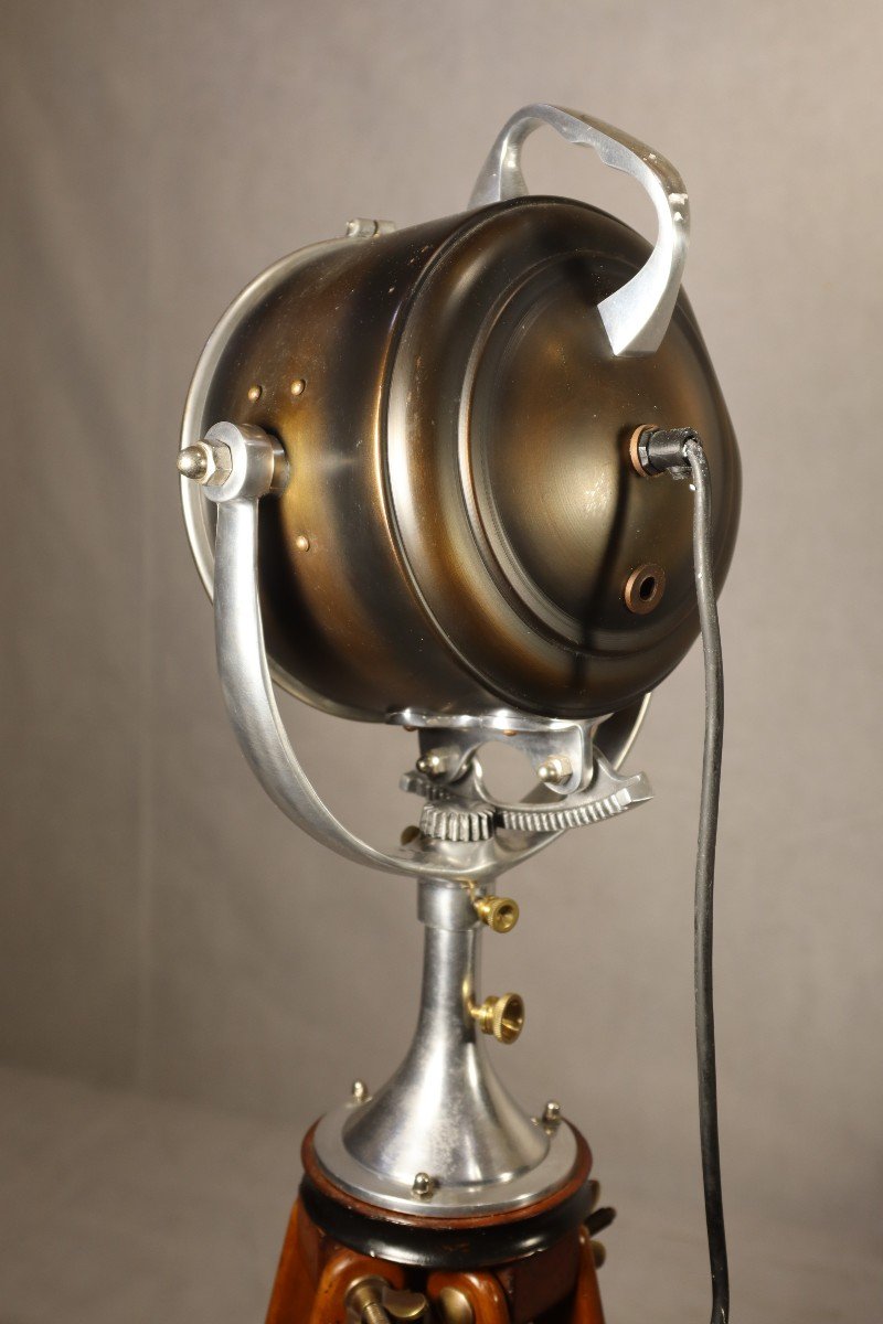 Mahogany Marine Floor Lamp/spotlight "half Mile Ray", Year Around 1930-photo-6