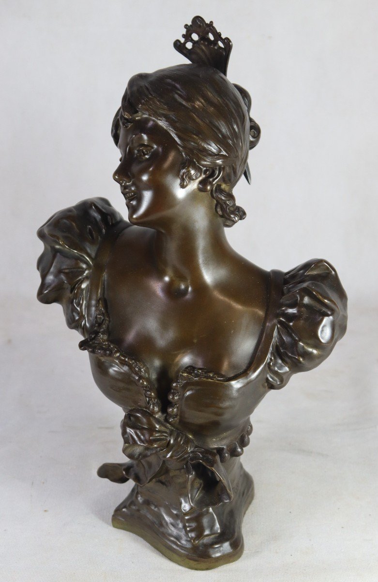 Louis Moreau (1855-1919 ) Sculpture En Bronze " Jeune Fille ", Art nouveau-photo-2