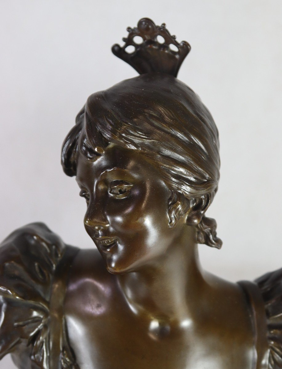 Louis Moreau (1855-1919 ) Sculpture En Bronze " Jeune Fille ", Art nouveau-photo-5