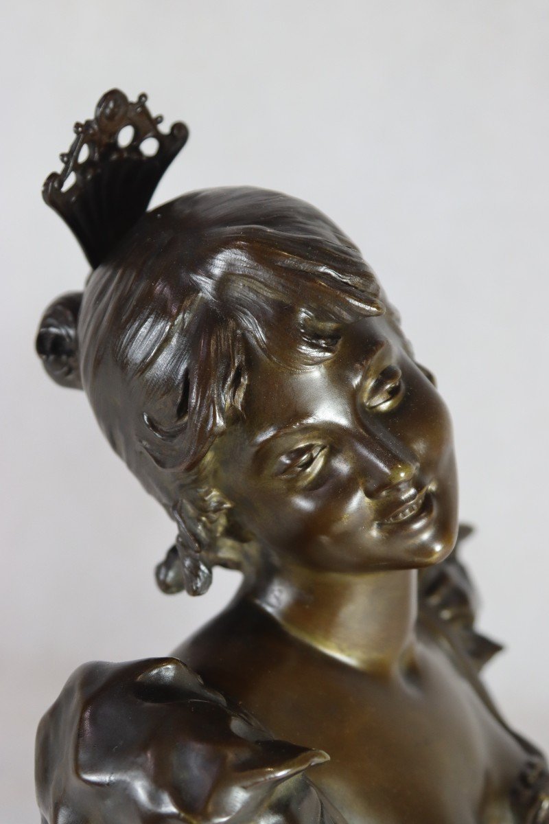 Louis Moreau (1855-1919 ) Sculpture En Bronze " Jeune Fille ", Art nouveau-photo-6