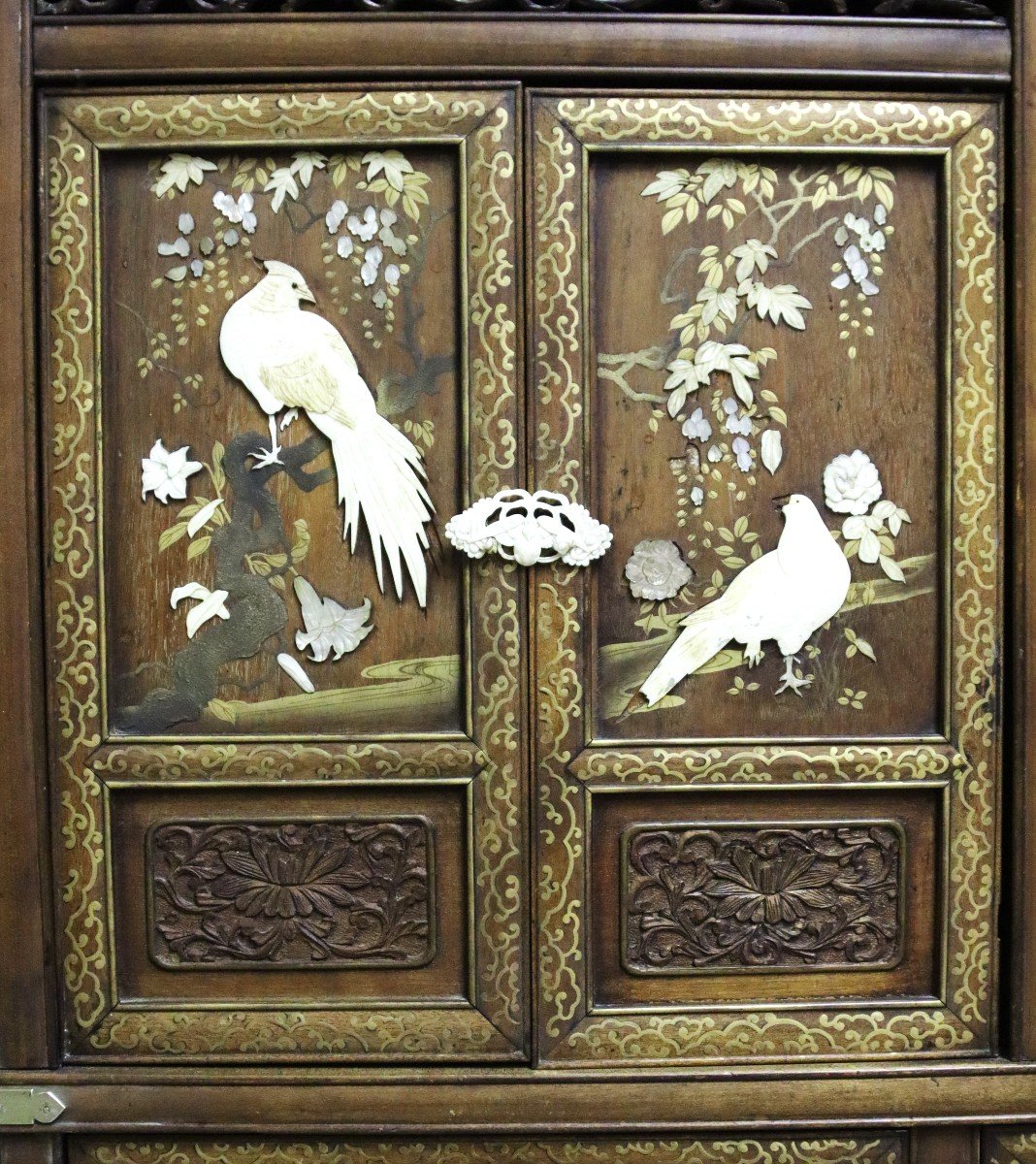 Japan, Meiji Period, "karazidana" Type Wooden And Shibayama Cabinet, 19th Century-photo-6