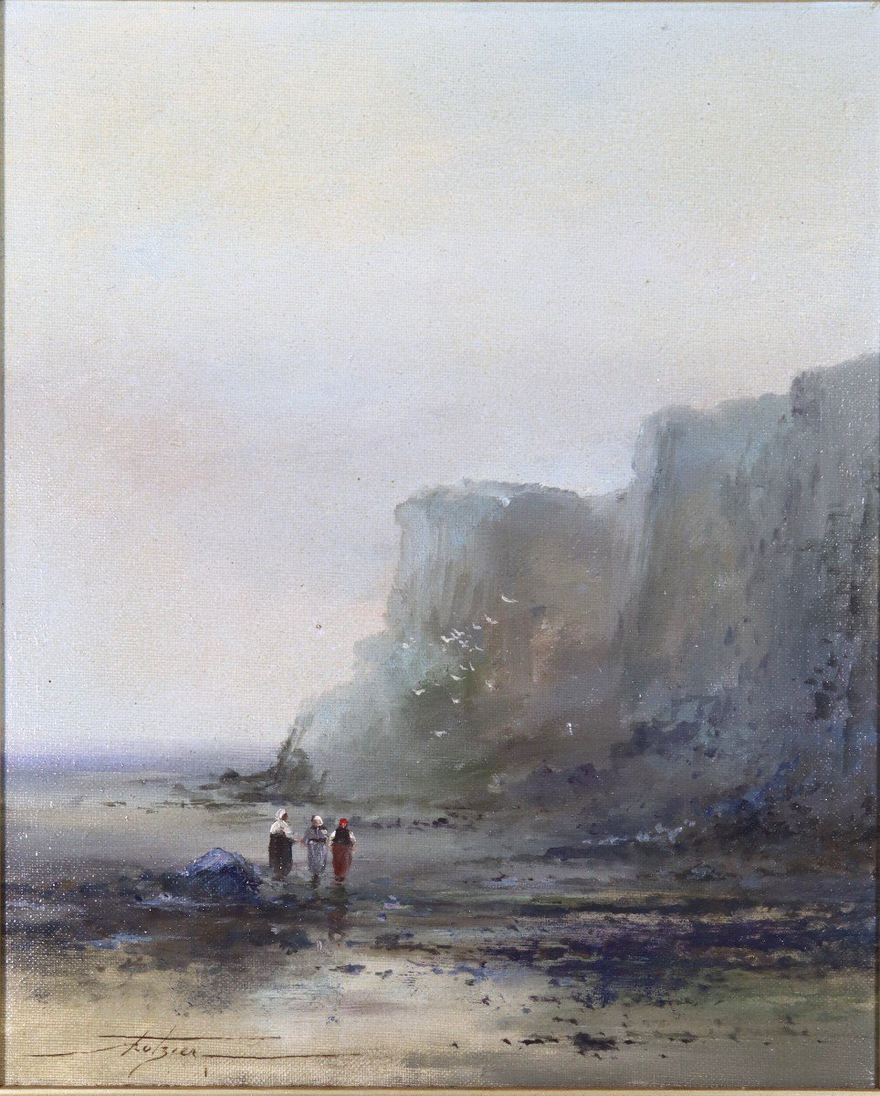 Jean-bernard Trotzier (born In 1950), Hst Painting "animated Cliff Landscapes, 20th-photo-2