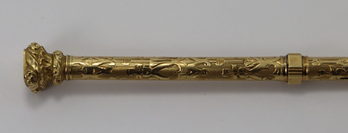 Mechanical Pencil In 18k Gold, 14.2 Gr, Late 19th Century-photo-4