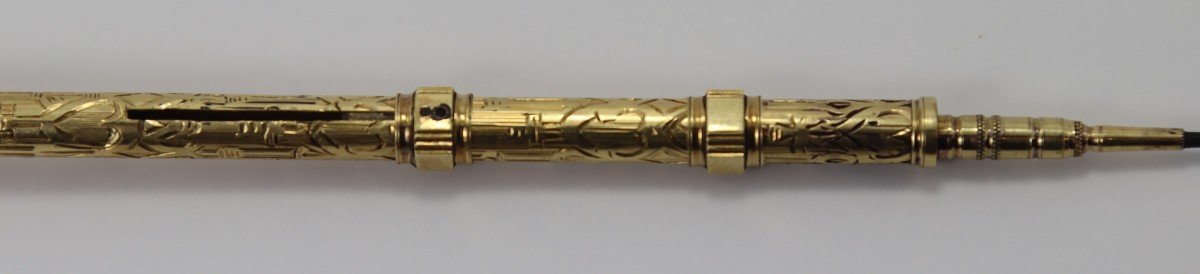 Mechanical Pencil In 18k Gold, 14.2 Gr, Late 19th Century-photo-1