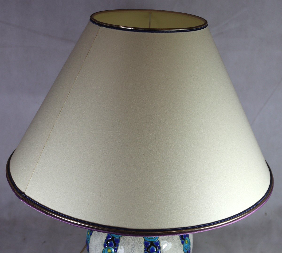 Charles Catteau (1880-1966). Boch Keramis Art Deco Vase Mounted As A Lamp, 1930-photo-5