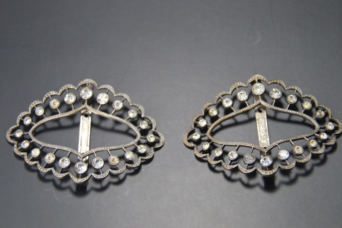 Pair Of Shoe Buckles, 19th Century-photo-2