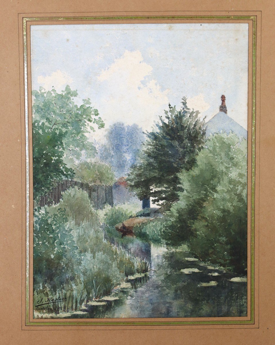 Josef Kastner (1844-1923) Pair Of Landscape Watercolors, Late 19th Century-photo-2