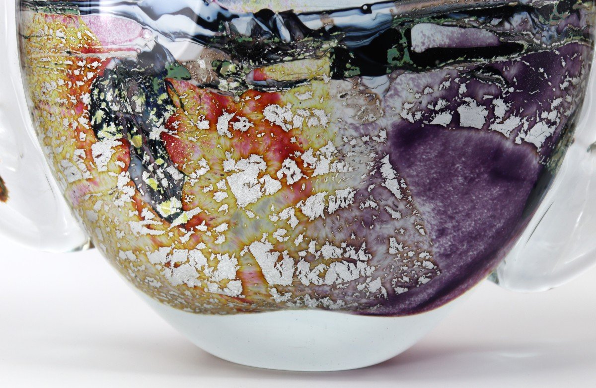 Michèle Luzoro (1949), Glass Vase, Signed And Dated, 20th-photo-2