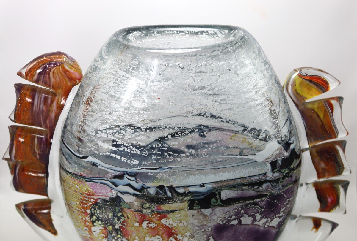 Michèle Luzoro (1949), Glass Vase, Signed And Dated, 20th-photo-4