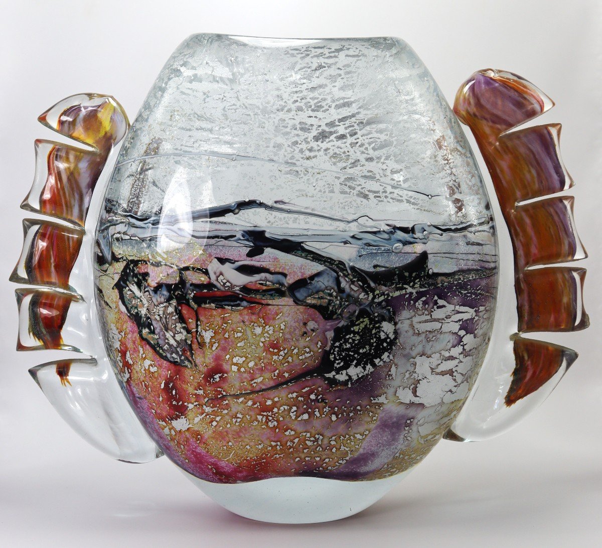 Michèle Luzoro (1949), Glass Vase, Signed And Dated, 20th-photo-2