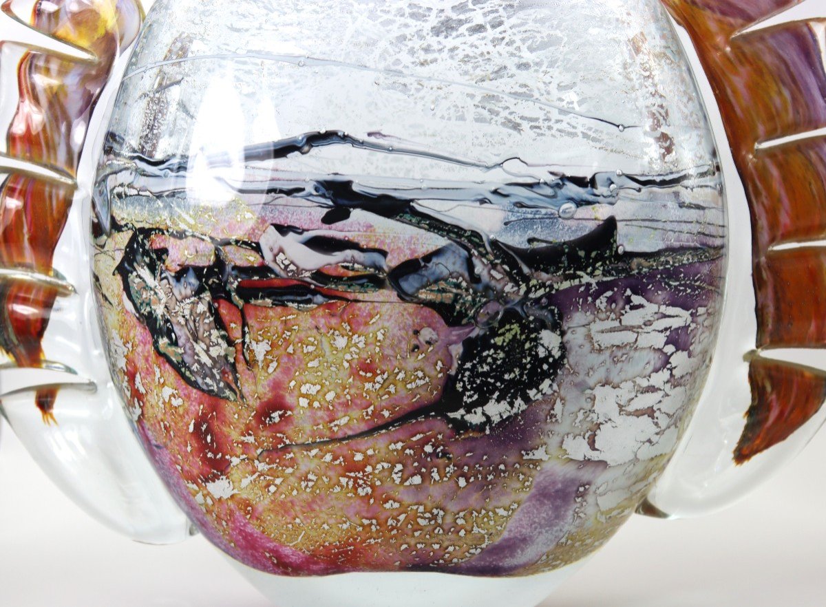 Michèle Luzoro (1949), Glass Vase, Signed And Dated, 20th-photo-4