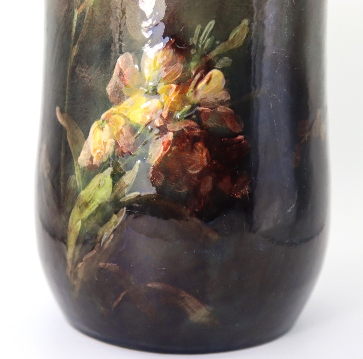 Montigny Sur Loing, Vase Said Barbotine Impressionist, Signed, 20th-photo-1
